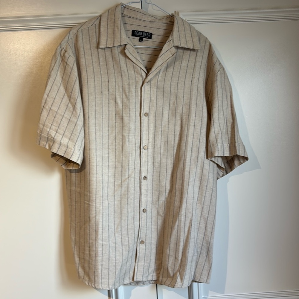Men’s Dear Deer cotton short-sleeved striped shirt, size XL